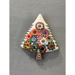 Billie Beads Christmas Tree Clay Bejeweled Millefiori Pin 2020 Fine Scratches